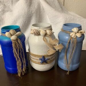 Nautical Themed Blue and White Decorative Jars